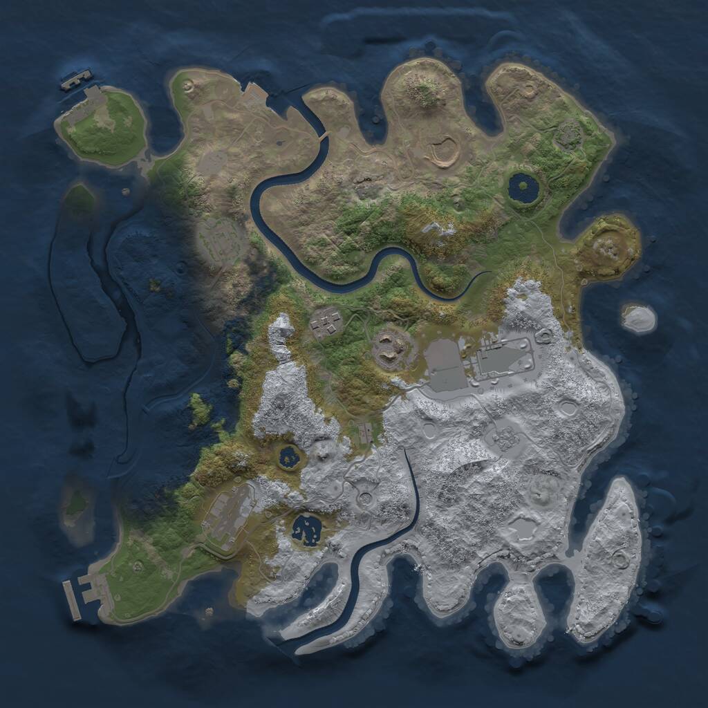Rust Map: Procedural Map, Size: 3500, Seed: 1071553, 13 Monuments