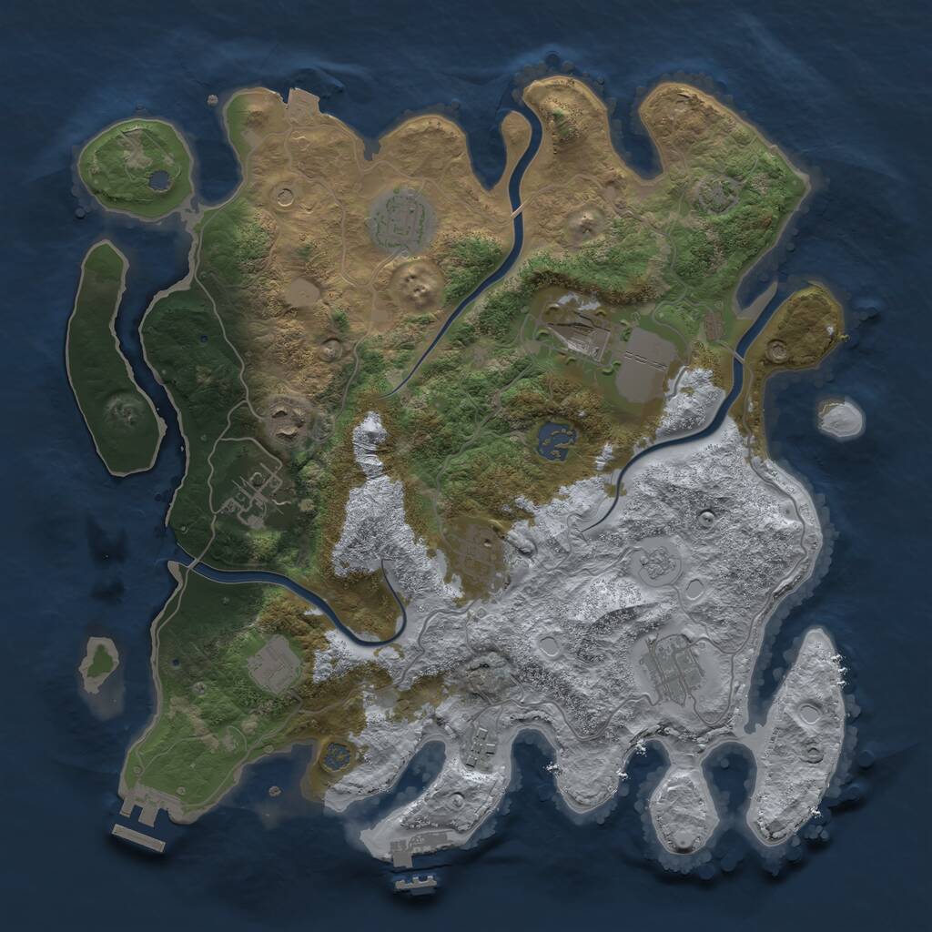 Rust Map: Procedural Map, Size: 3500, Seed: 1071553, 14 Monuments