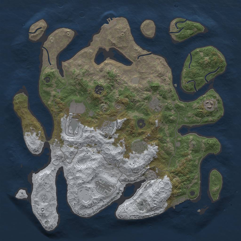 Rust Map: Procedural Map, Size: 4000, Seed: 33513, 17 Monuments