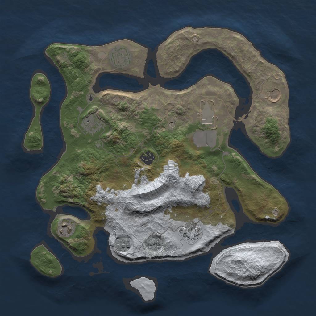 Rust Map: Barren, Size: 3500, Seed: 3767892, 11 Monuments