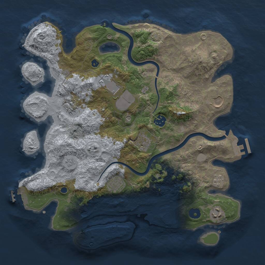 Rust Map: Procedural Map, Size: 3500, Seed: 53401, 14 Monuments