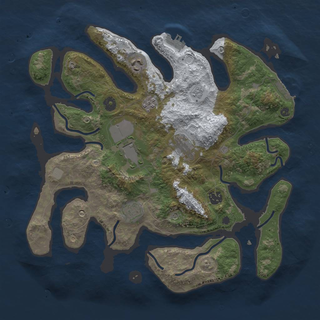 Rust Map: Procedural Map, Size: 3500, Seed: 3584055, 15 Monuments