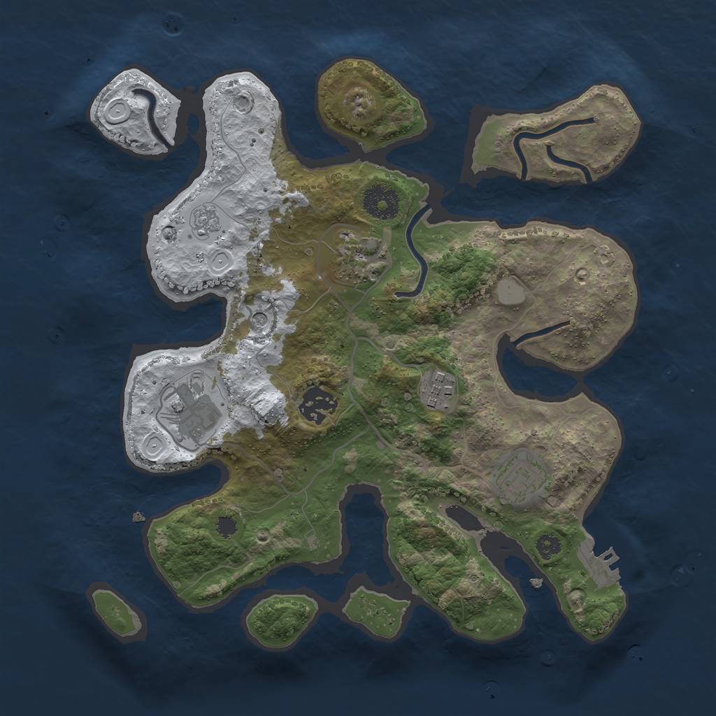 Rust Map: Procedural Map, Size: 3000, Seed: 6406267, 13 Monuments