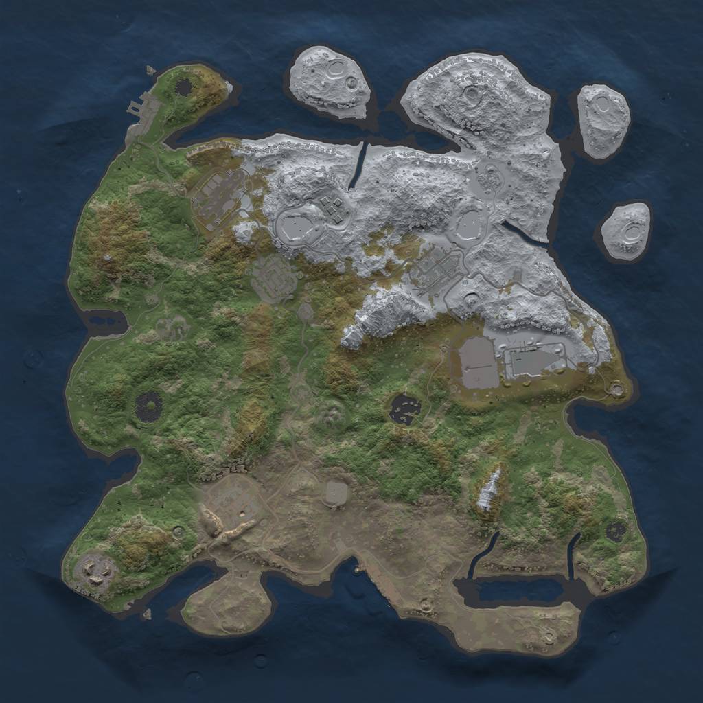 Rust Map: Procedural Map, Size: 3500, Seed: 2244829, 16 Monuments