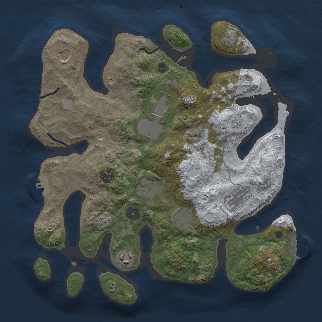 Rust Map: Procedural Map, Size: 3500, Seed: 3802795, 17 Monuments