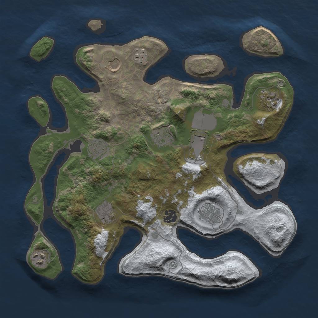 Rust Map: Barren, Size: 3500, Seed: 6167080, 13 Monuments