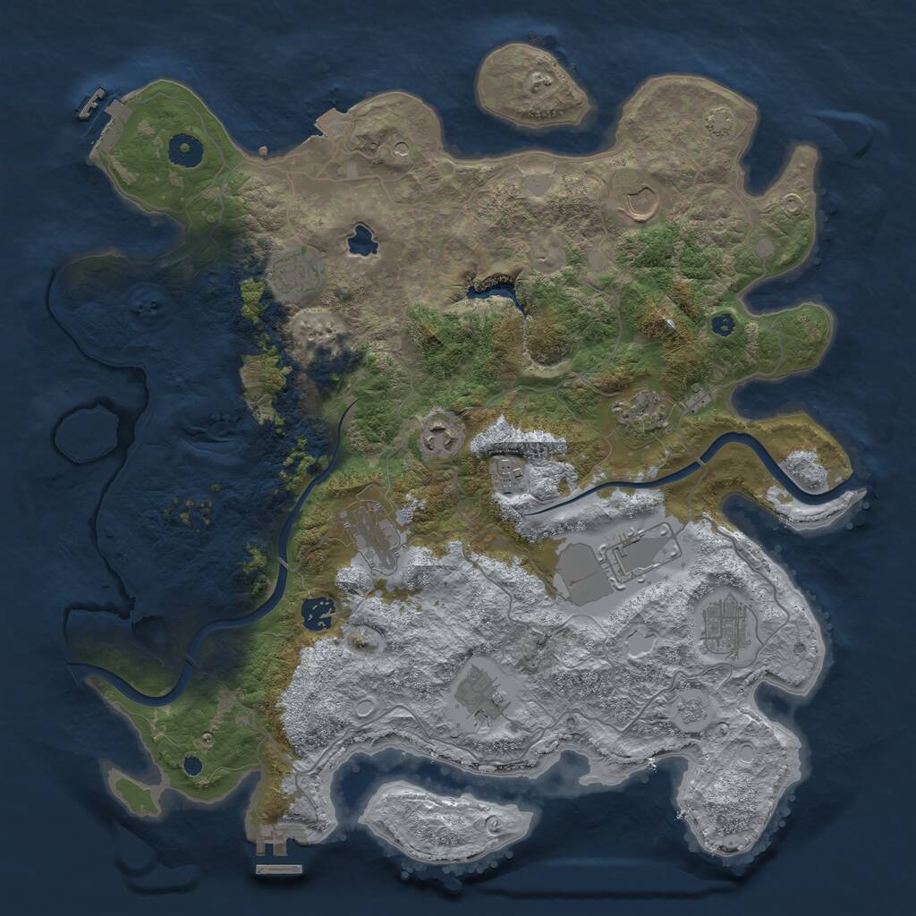 Rust Map: Procedural Map, Size: 4000, Seed: 937811, 16 Monuments