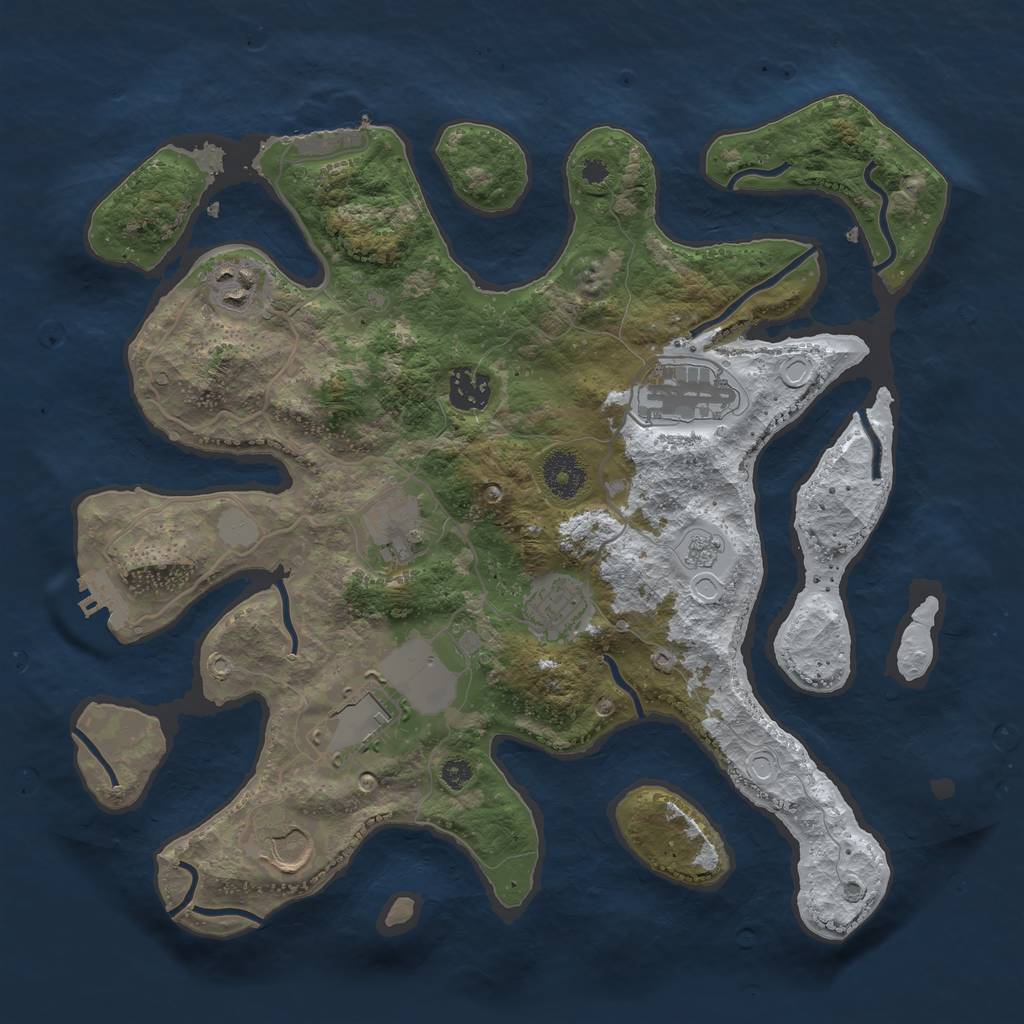 Rust Map: Procedural Map, Size: 3500, Seed: 1228852, 15 Monuments