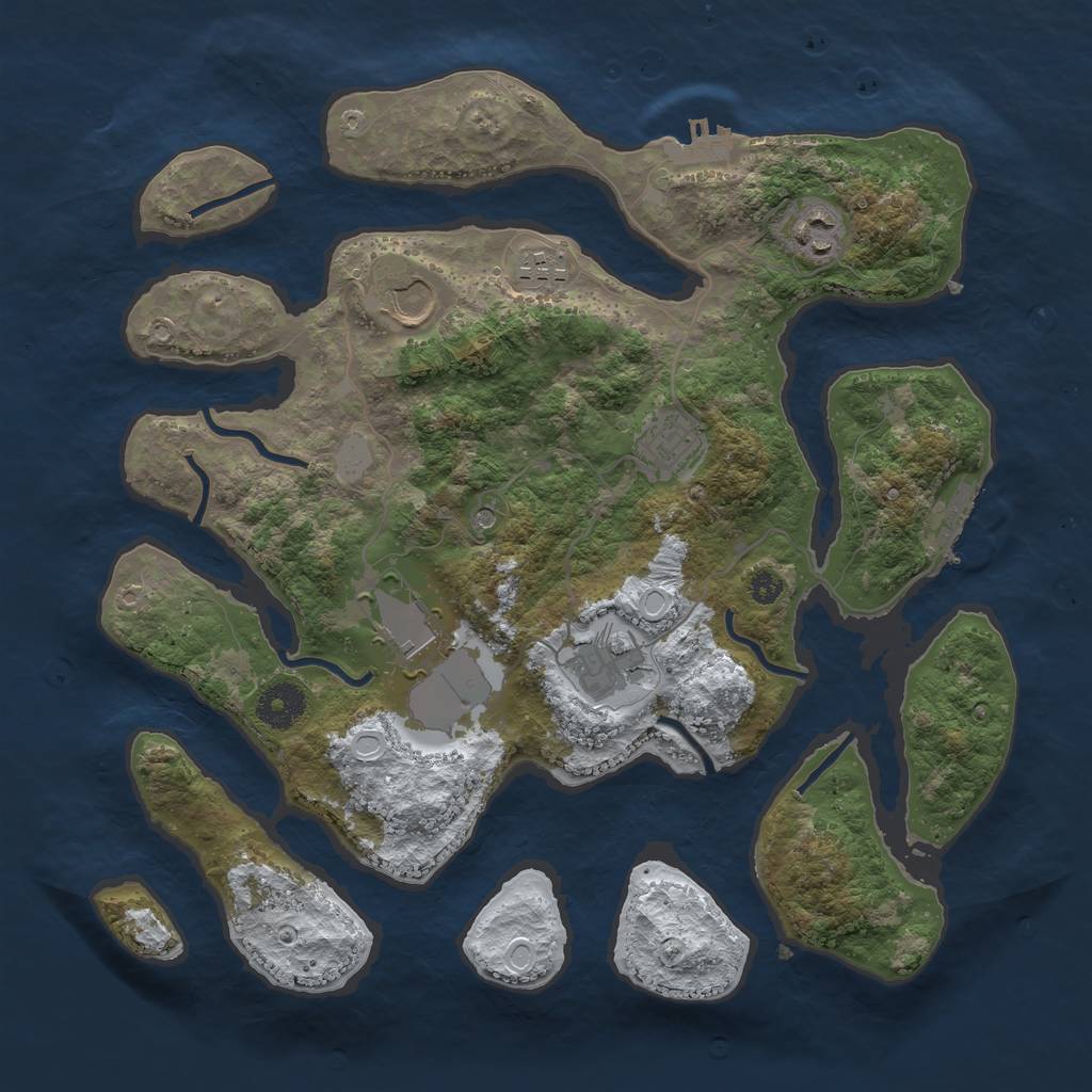Rust Map: Procedural Map, Size: 3500, Seed: 2437242, 14 Monuments