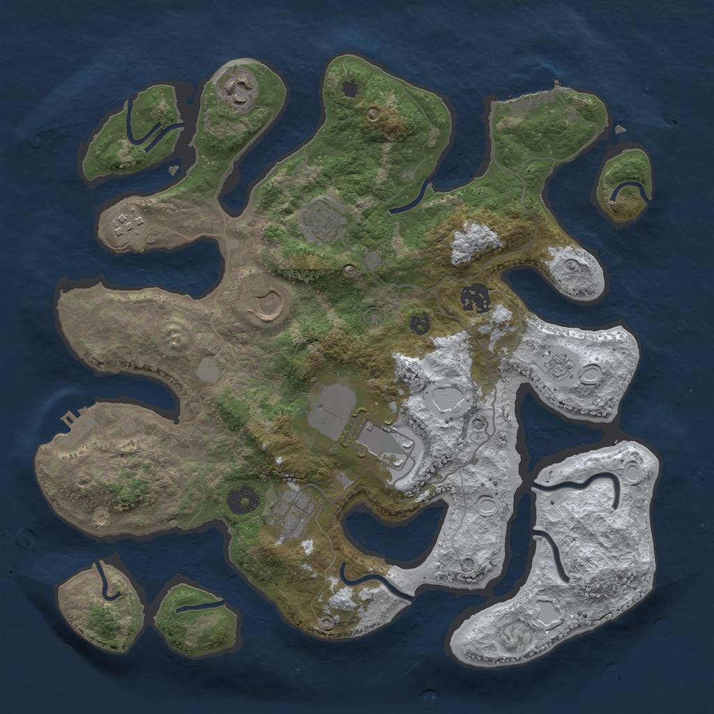 Rust Map: Procedural Map, Size: 3500, Seed: 3581731, 16 Monuments