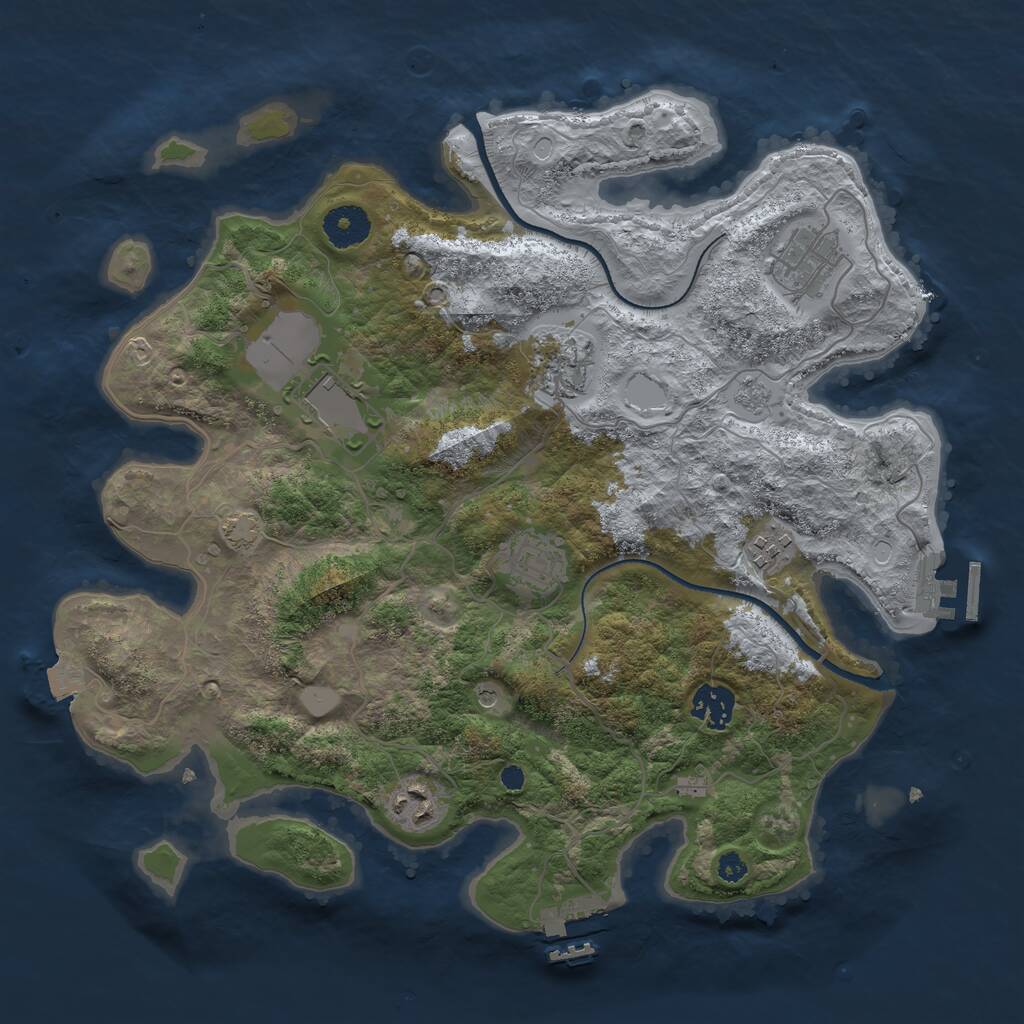 Rust Map: Procedural Map, Size: 3500, Seed: 1710311, 13 Monuments