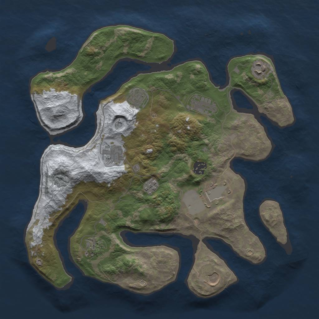 Rust Map: Barren, Size: 3500, Seed: 6188067, 12 Monuments
