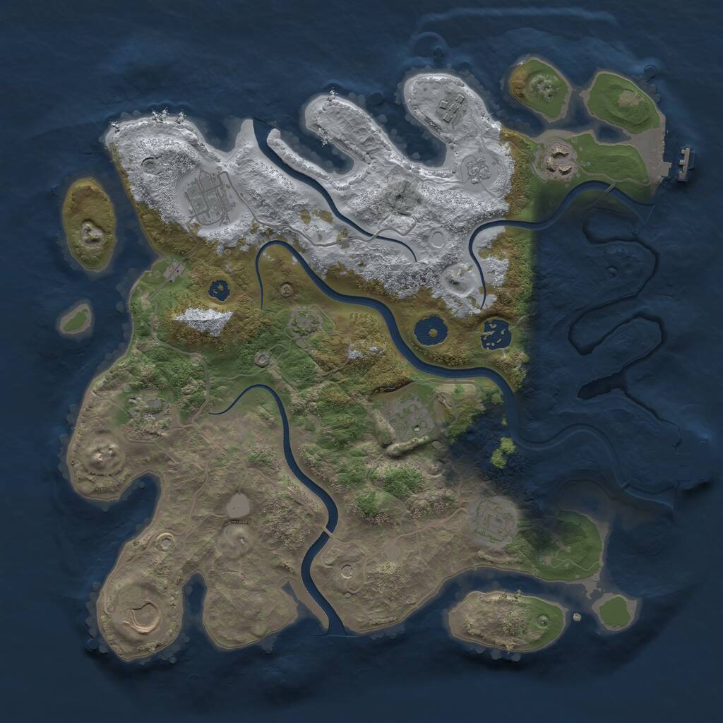 Rust Map: Procedural Map, Size: 3500, Seed: 5968578, 14 Monuments
