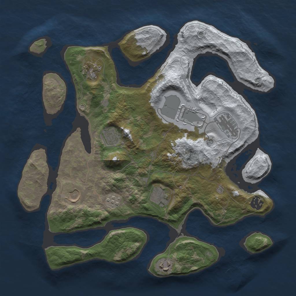 Rust Map: Barren, Size: 3500, Seed: 6369497, 12 Monuments