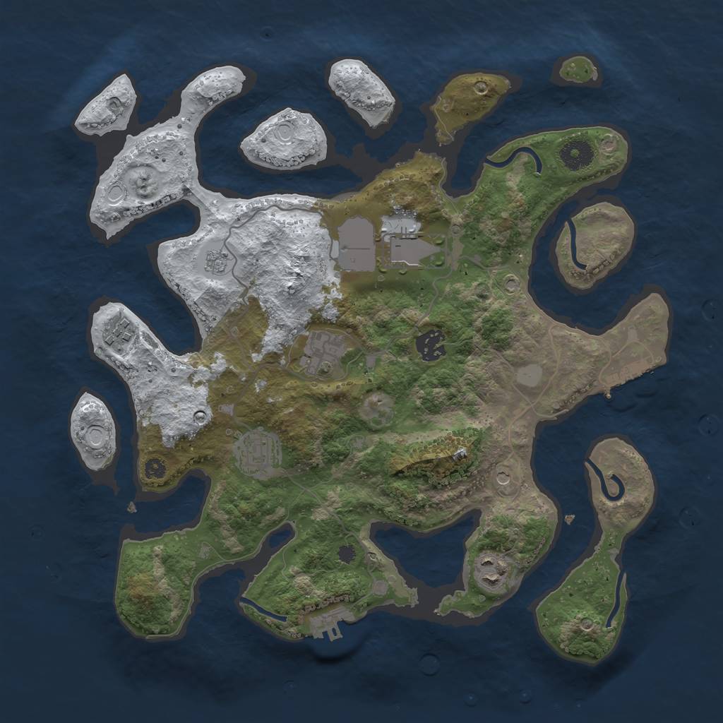 Rust Map: Procedural Map, Size: 3500, Seed: 2285509, 15 Monuments