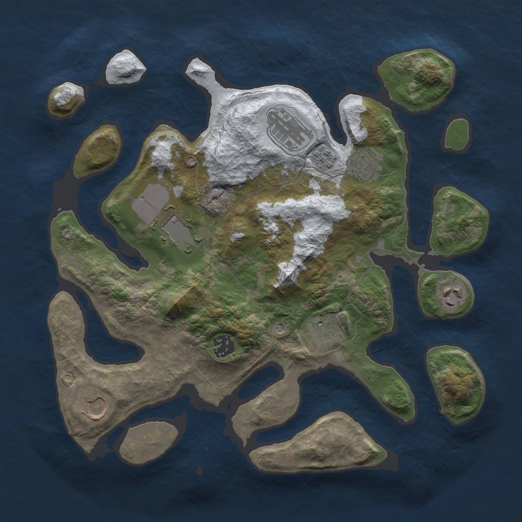 Rust Map: Barren, Size: 3500, Seed: 5730180, 11 Monuments