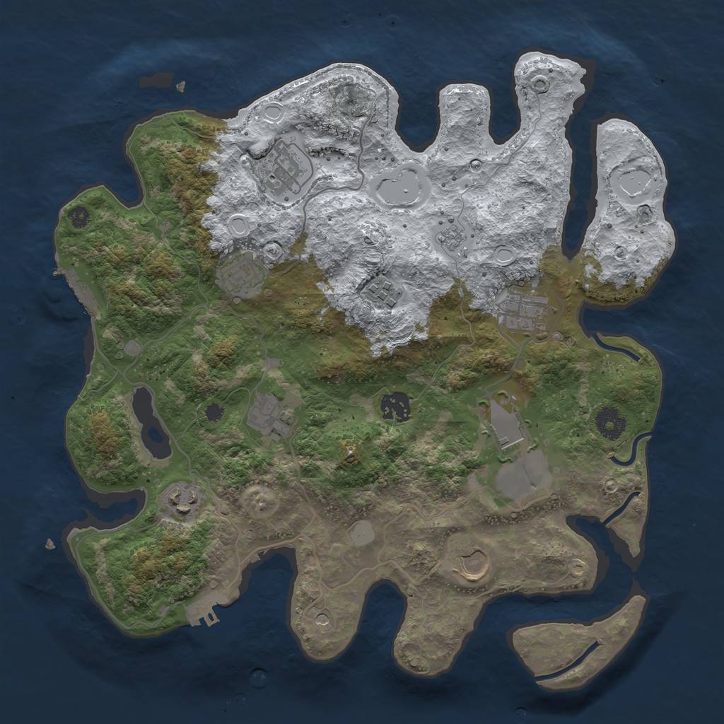 Rust Map: Procedural Map, Size: 3500, Seed: 2677750, 18 Monuments