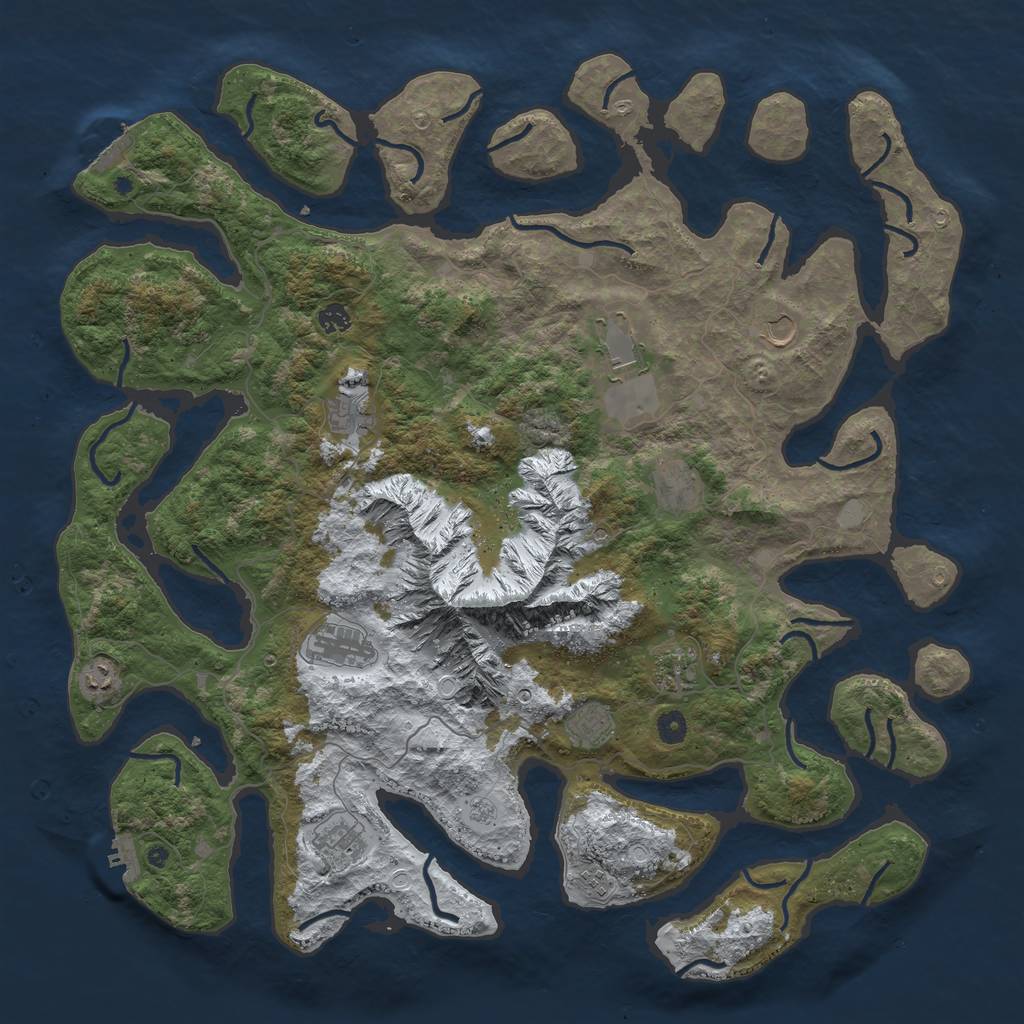 Rust Map: Procedural Map, Size: 5000, Seed: 1162536328, 20 Monuments