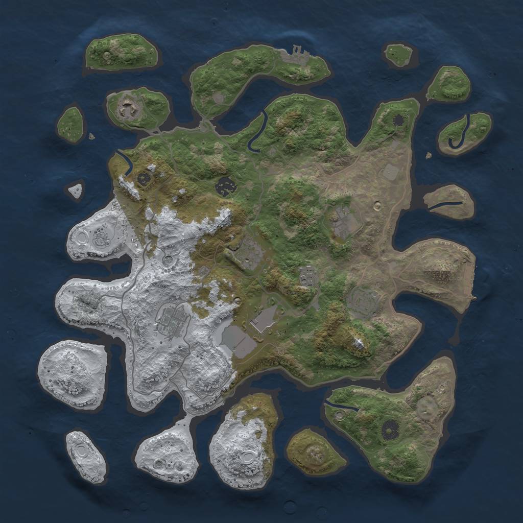 Rust Map: Procedural Map, Size: 4000, Seed: 881177, 17 Monuments