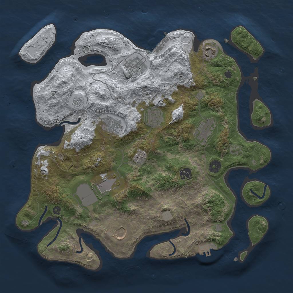 Rust Map: Procedural Map, Size: 3500, Seed: 4397181, 18 Monuments