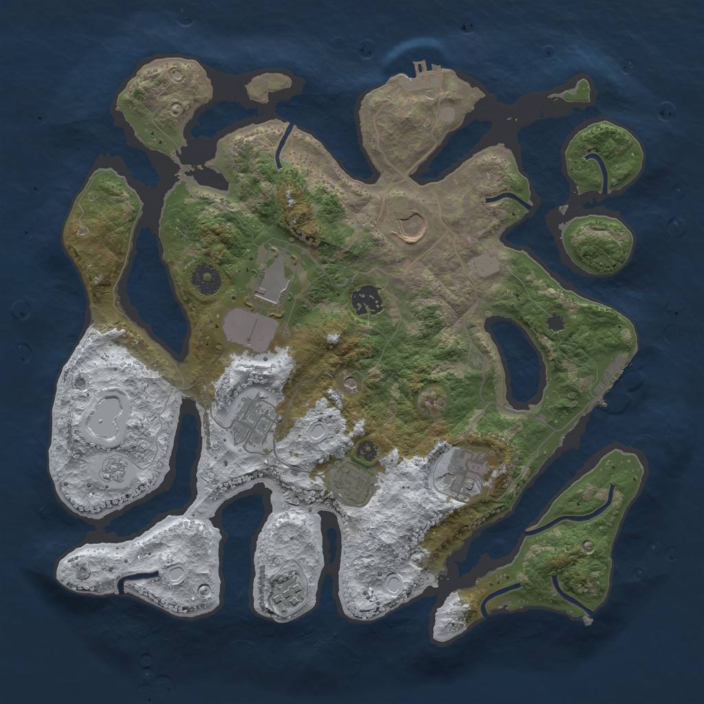 Rust Map: Procedural Map, Size: 3500, Seed: 3370314, 16 Monuments