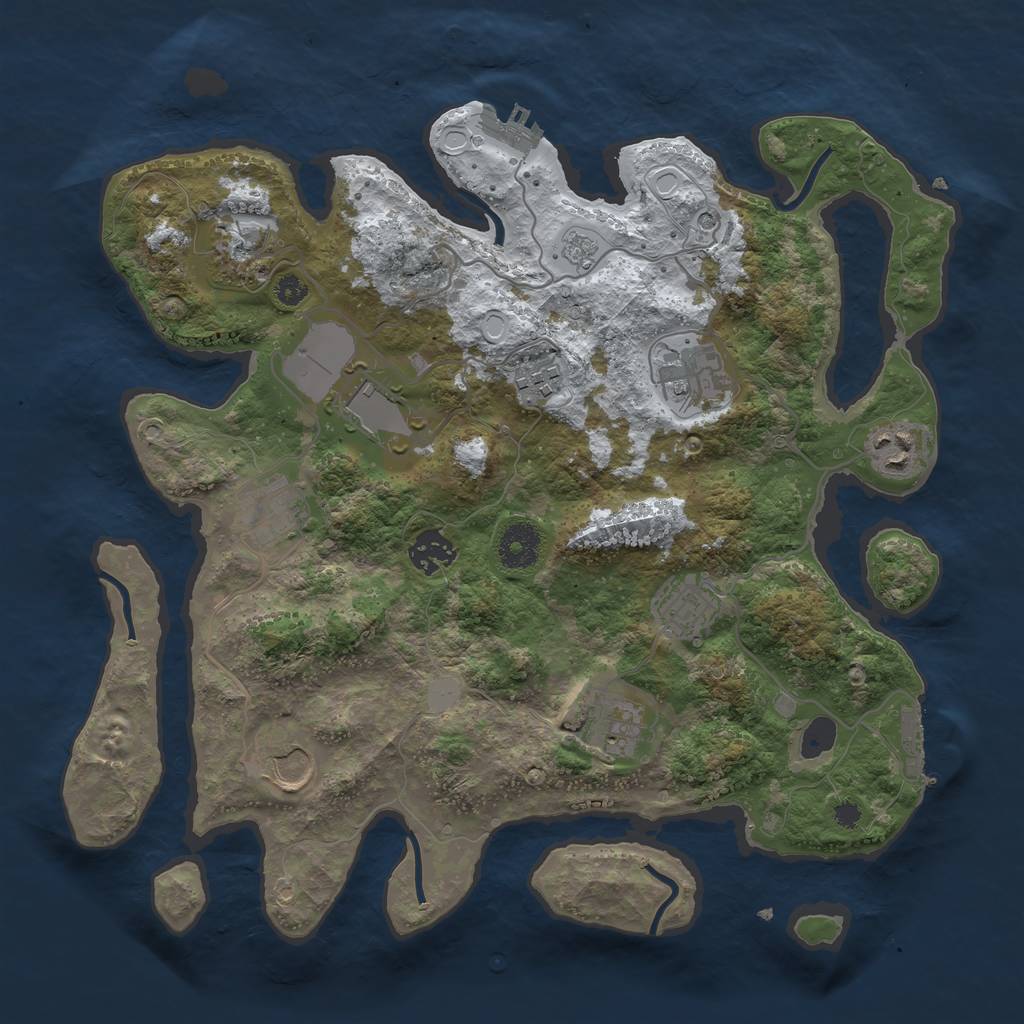 Rust Map: Procedural Map, Size: 3500, Seed: 5485198, 19 Monuments