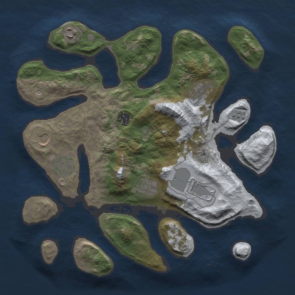 Rust Map: Barren, Size: 3500, Seed: 891498, 11 Monuments
