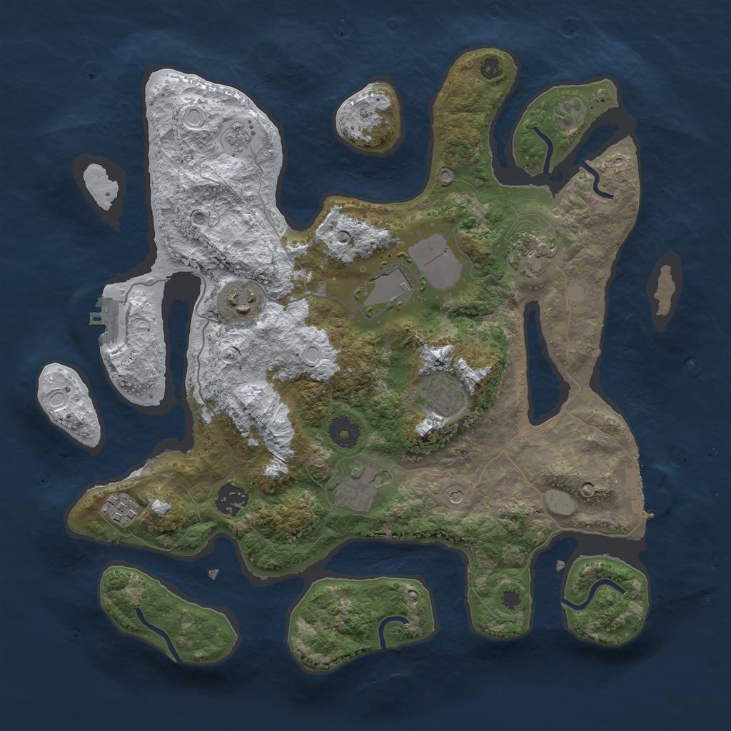 Rust Map: Procedural Map, Size: 3500, Seed: 6069881, 16 Monuments