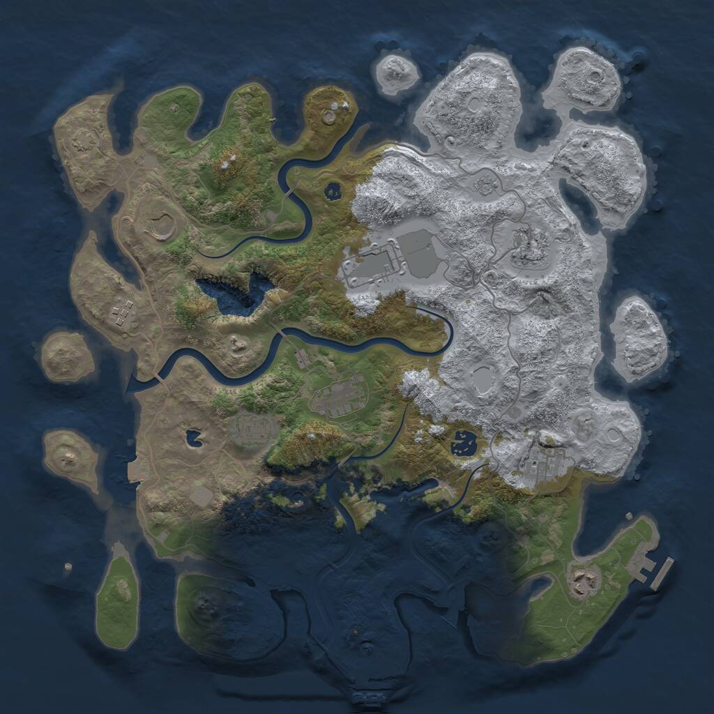 Rust Map: Procedural Map, Size: 4000, Seed: 233086, 15 Monuments
