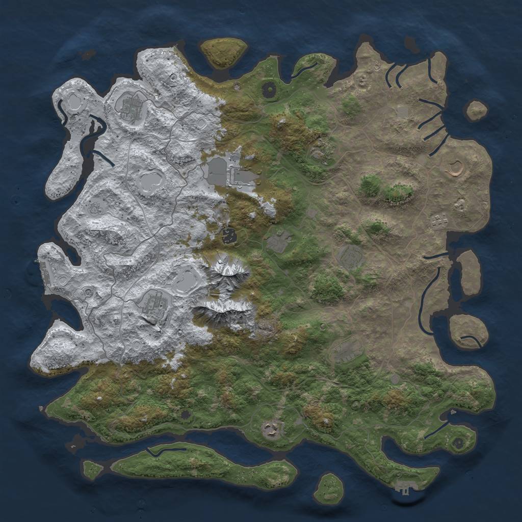Rust Map: Procedural Map, Size: 5000, Seed: 8725, 20 Monuments