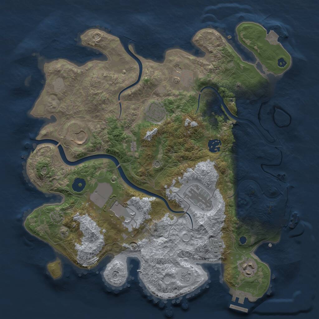 Rust Map: Procedural Map, Size: 3500, Seed: 2623435, 14 Monuments