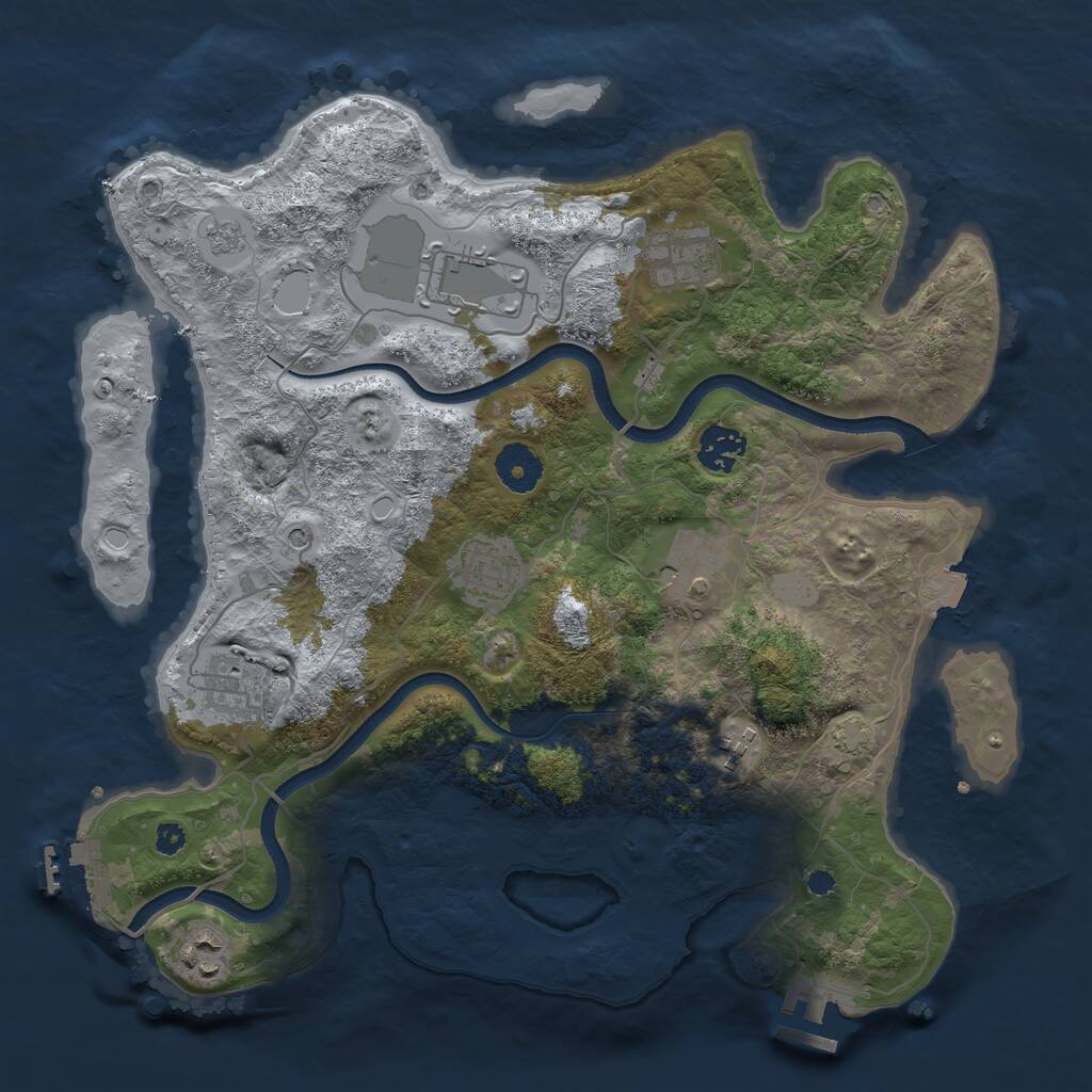 Rust Map: Procedural Map, Size: 3500, Seed: 4681645, 14 Monuments