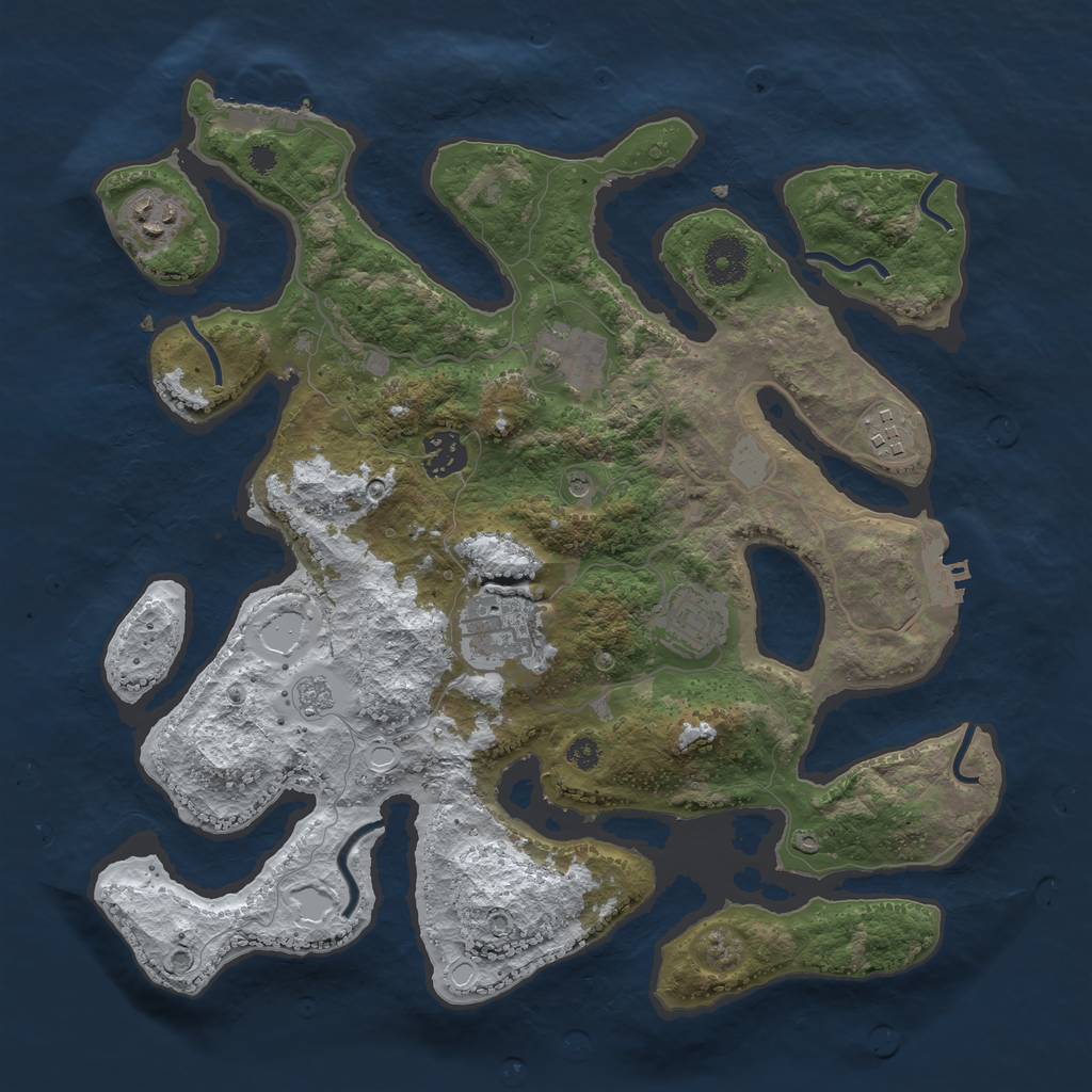 Rust Map: Procedural Map, Size: 3500, Seed: 3383303, 15 Monuments