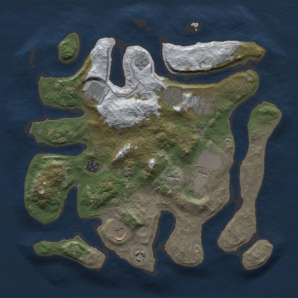 Rust Map: Barren, Size: 3500, Seed: 5515689, 11 Monuments
