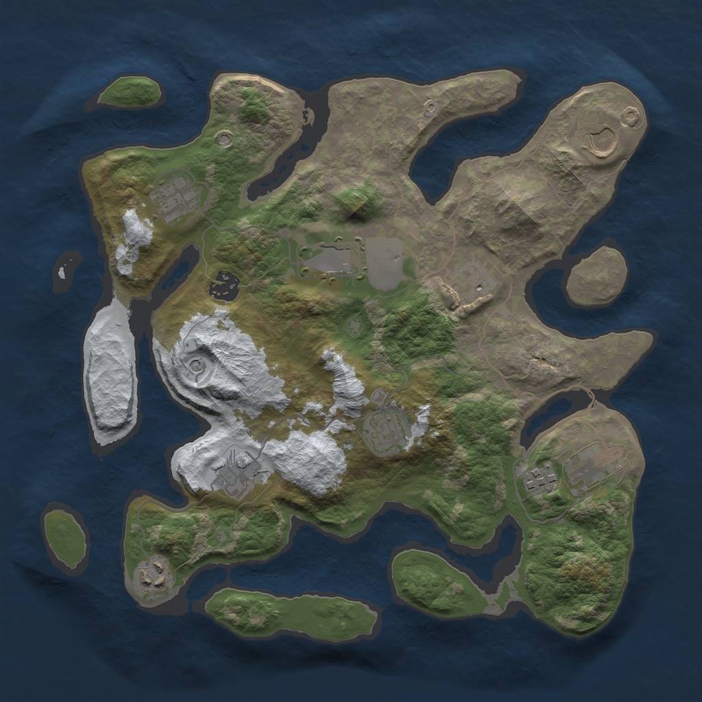 Rust Map: Barren, Size: 3500, Seed: 4026882, 13 Monuments