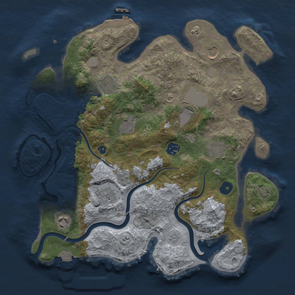 Rust Map: Procedural Map, Size: 3500, Seed: 6037635, 14 Monuments