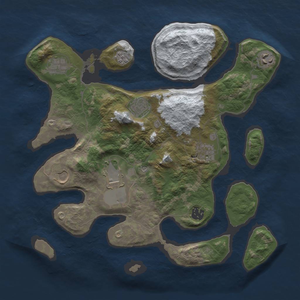 Rust Map: Barren, Size: 3500, Seed: 1953903, 11 Monuments