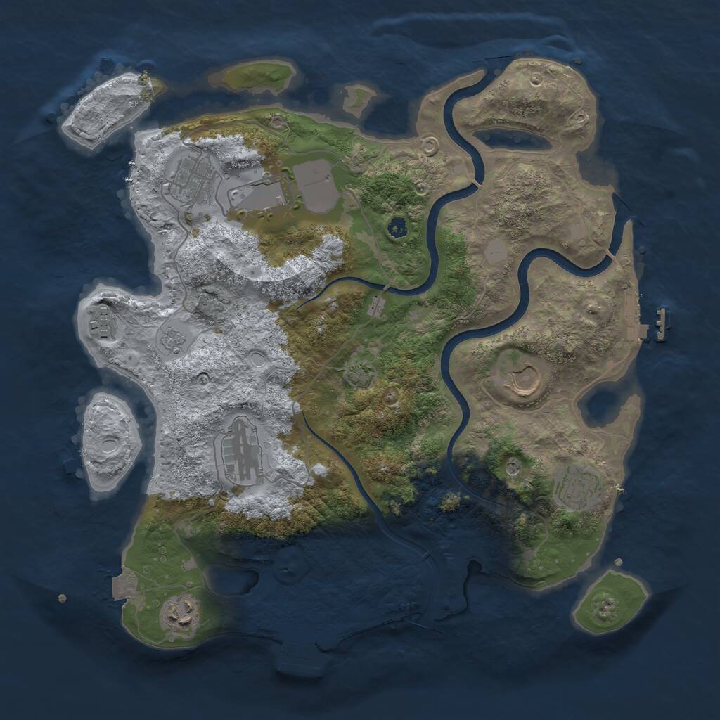 Rust Map: Procedural Map, Size: 3550, Seed: 551884, 13 Monuments