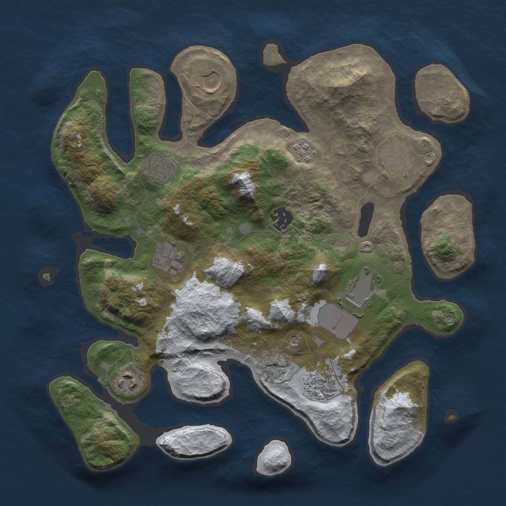 Rust Map: Barren, Size: 3500, Seed: 5822160, 12 Monuments