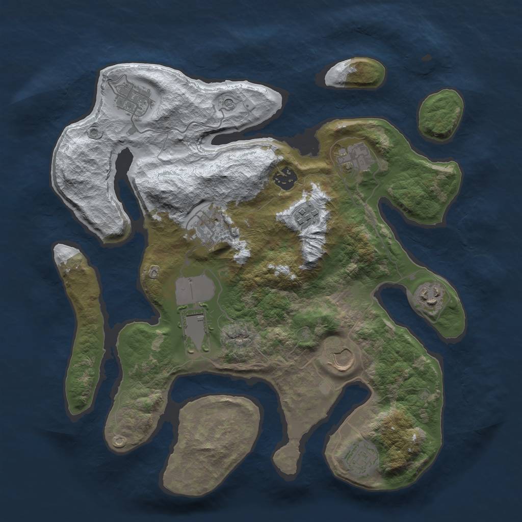 Rust Map: Barren, Size: 3500, Seed: 1671254, 12 Monuments