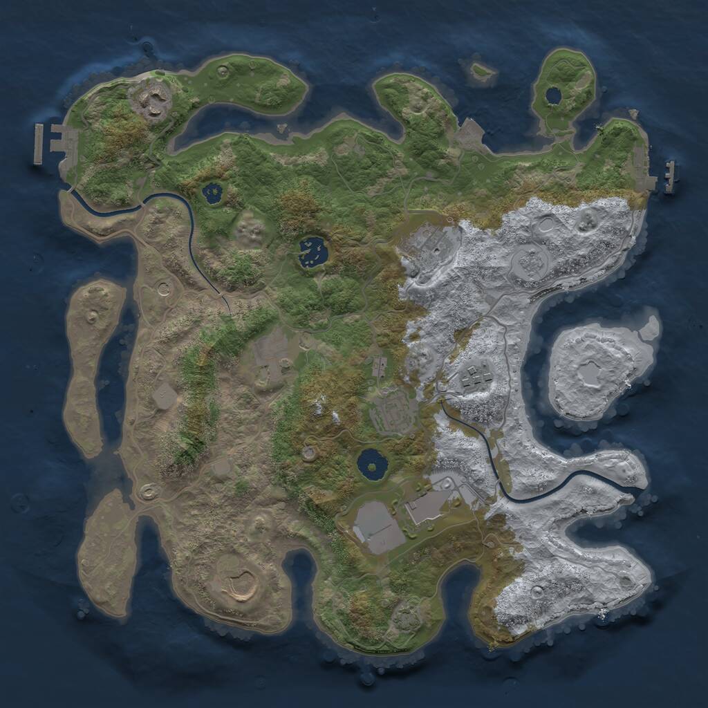 Rust Map: Procedural Map, Size: 3500, Seed: 1577363, 14 Monuments