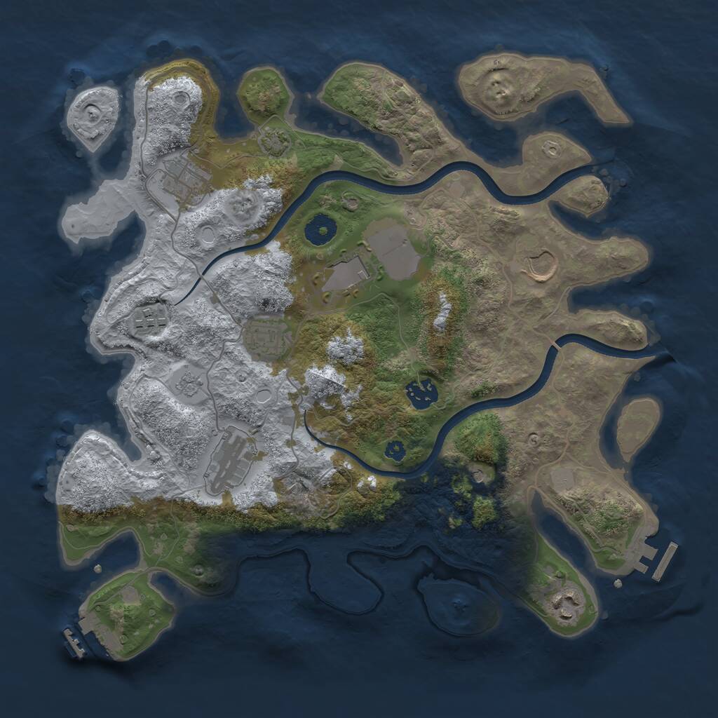 Rust Map: Procedural Map, Size: 3500, Seed: 3611493, 14 Monuments