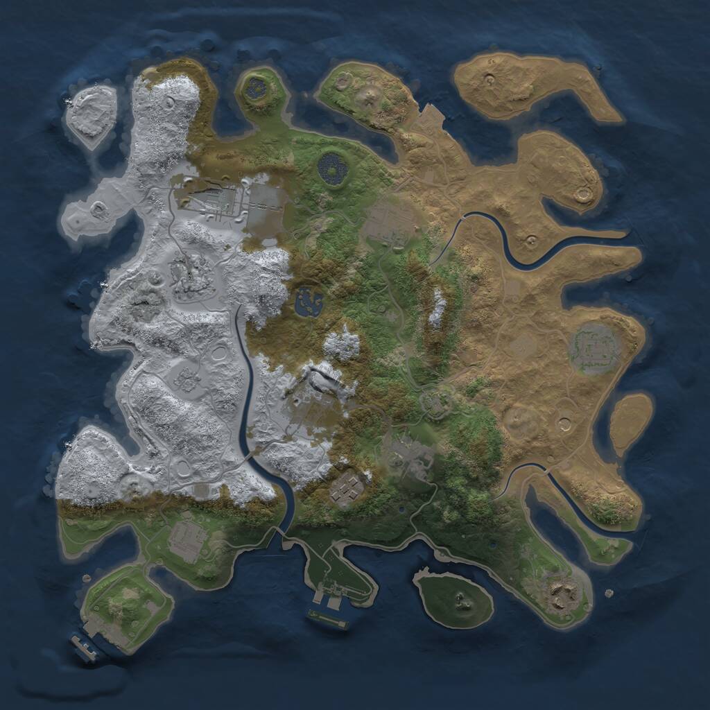Rust Map: Procedural Map, Size: 3500, Seed: 3611493, 15 Monuments