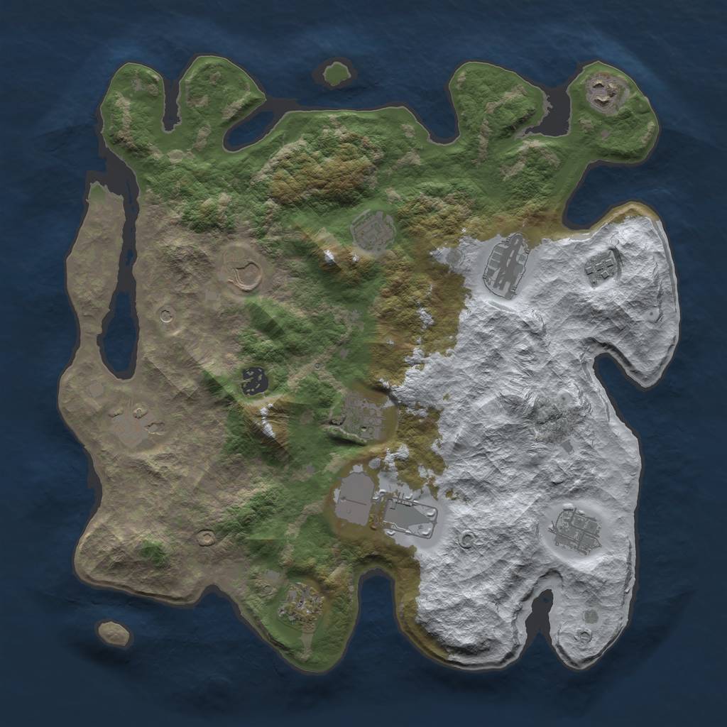 Rust Map: Barren, Size: 3800, Seed: 3300, 14 Monuments