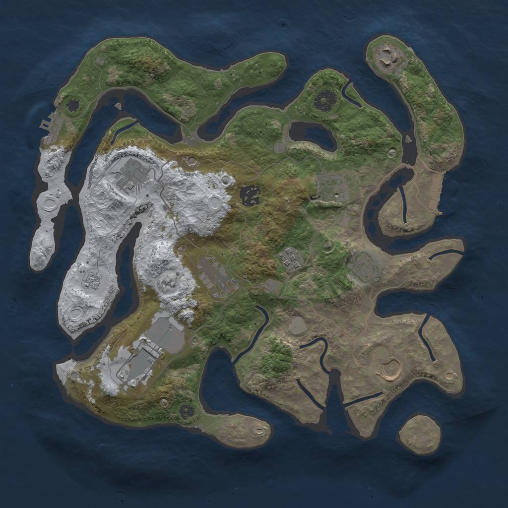 Rust Map: Procedural Map, Size: 3500, Seed: 43074, 18 Monuments