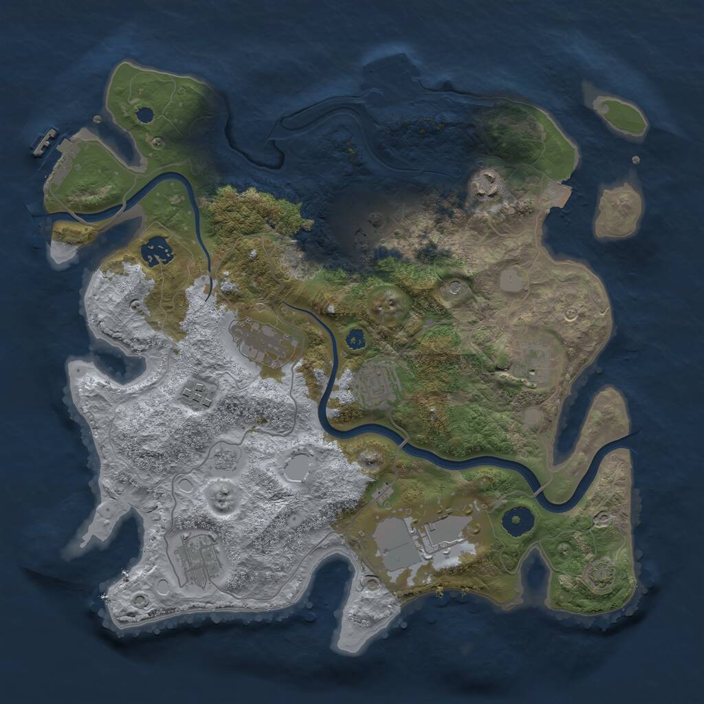 Rust Map: Procedural Map, Size: 3500, Seed: 2261473, 15 Monuments