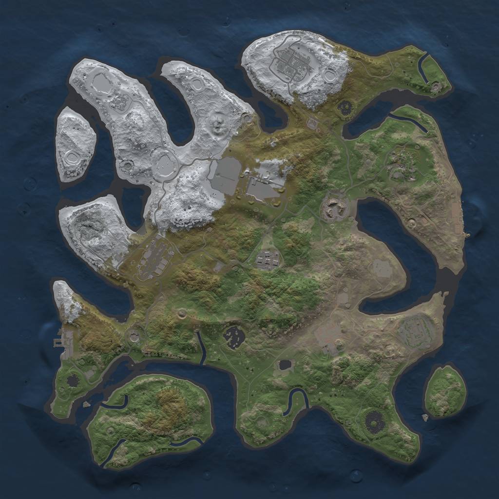 Rust Map: Procedural Map, Size: 3550, Seed: 907061, 18 Monuments