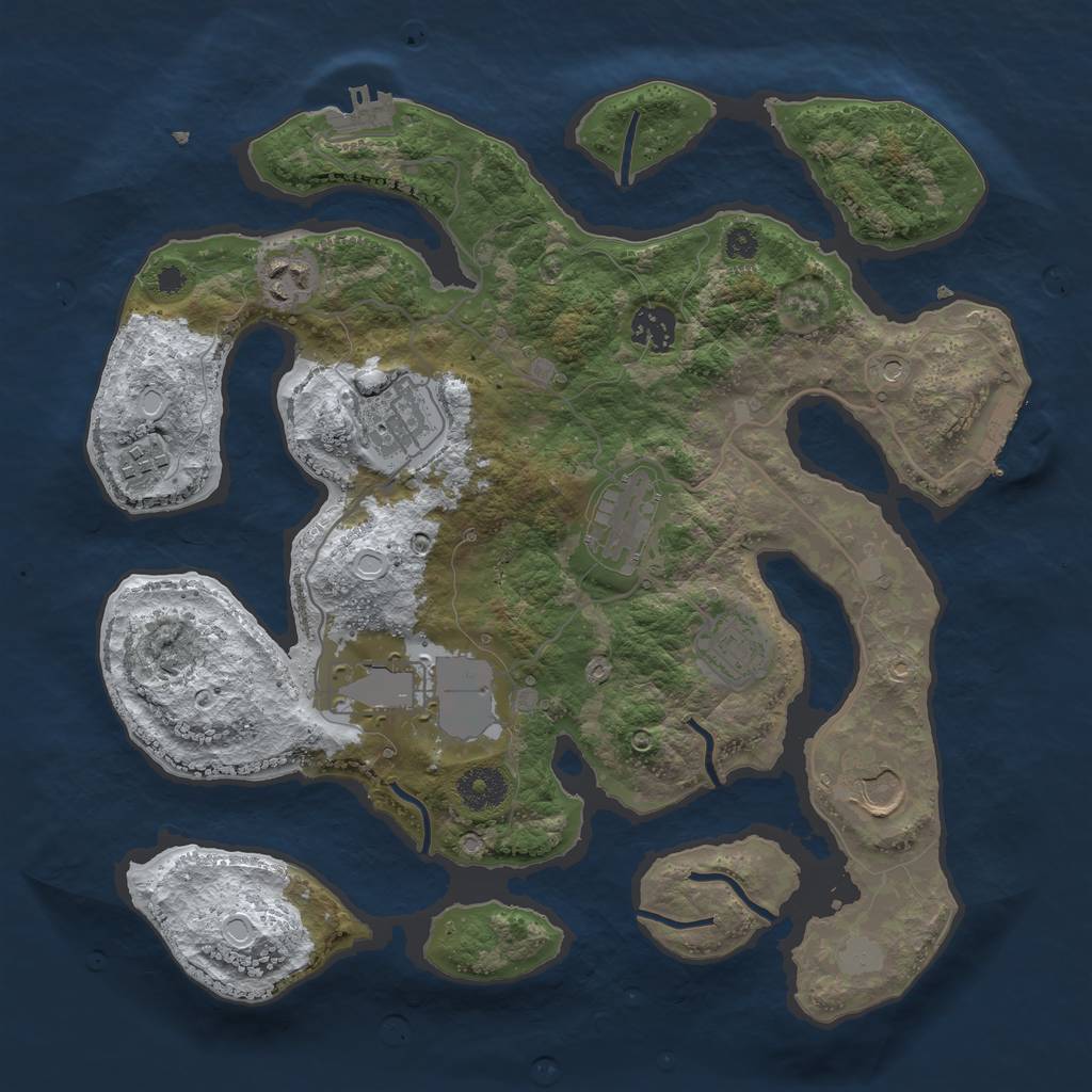 Rust Map: Procedural Map, Size: 3500, Seed: 6363658, 16 Monuments