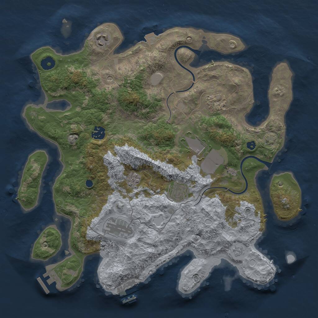 Rust Map: Procedural Map, Size: 3500, Seed: 5276402, 13 Monuments