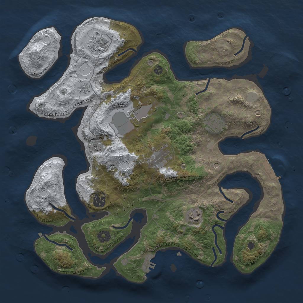 Rust Map: Procedural Map, Size: 3500, Seed: 3220851, 16 Monuments